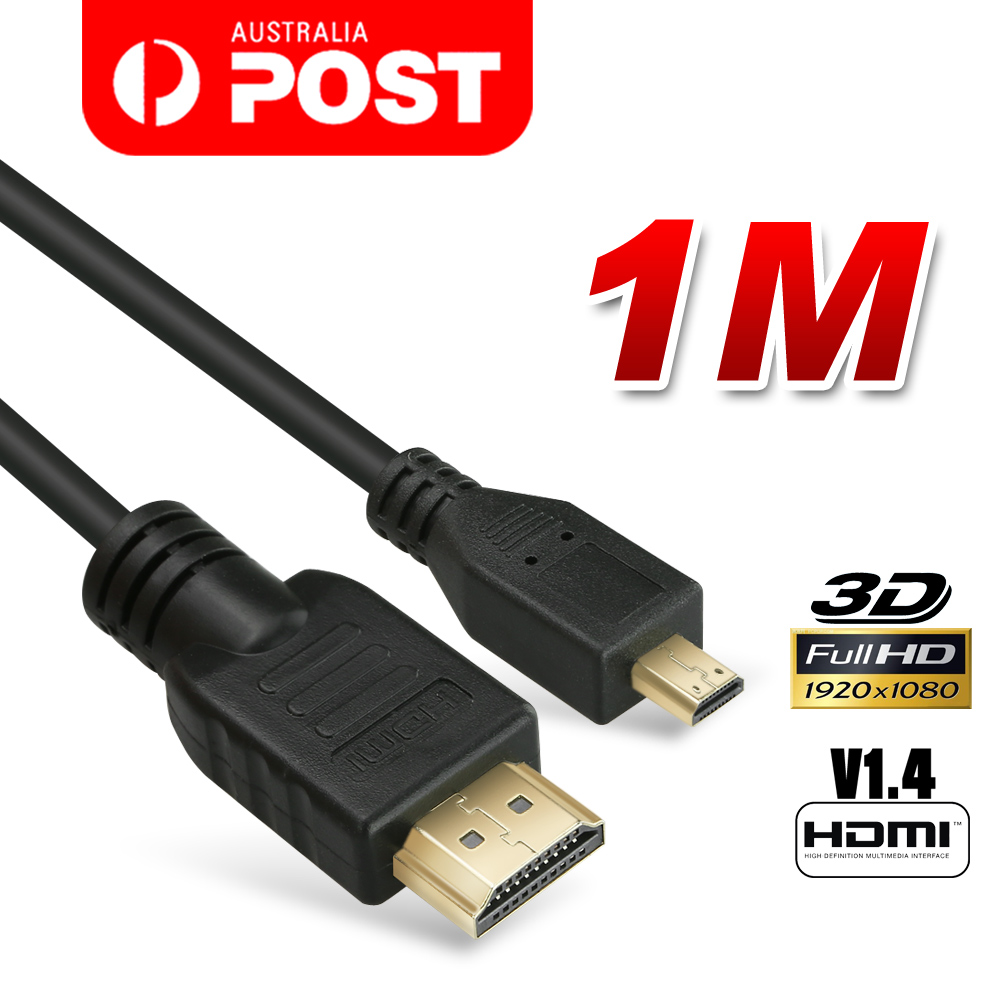 Micro HDMI Type D to HDMI Male Cable 1.4V Gold Plated HD 1080P Digital