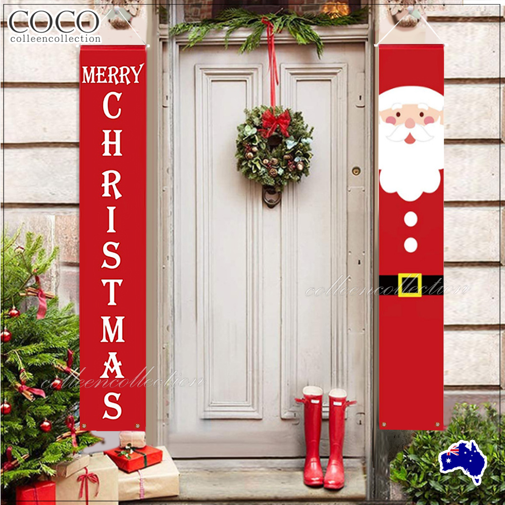 Christmas Porch Sign Oxford Cloth Xmas Door Banner Wall Hanging Party