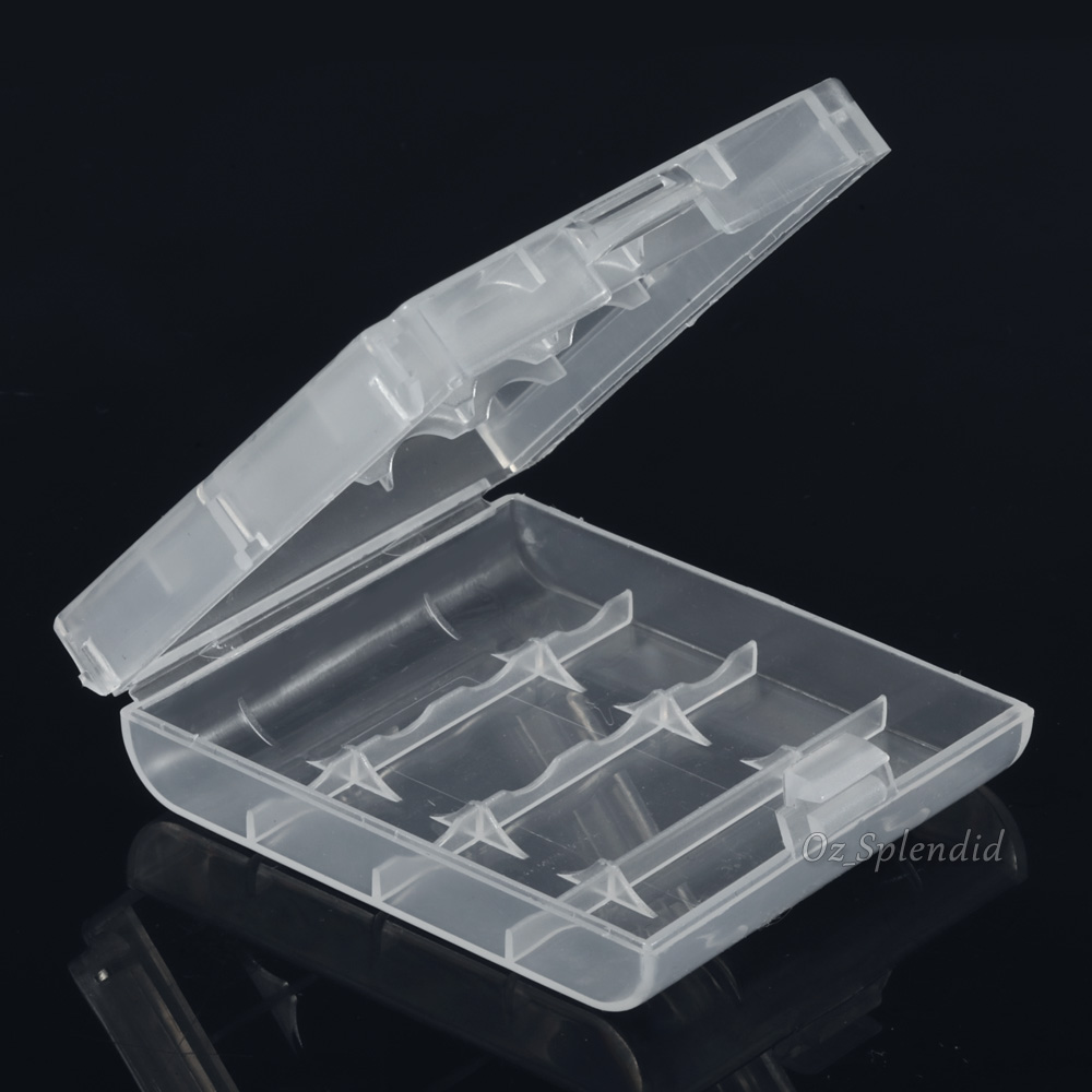 4x Clear Plastic AA AAA Battery Box Storage Case Cover Batteries Holder ...