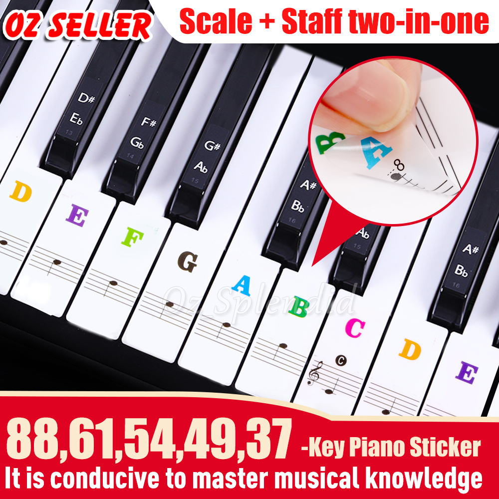 5 in 1 Universal Piano learner Sticker 54/61/88 Key Note Music Keyboard ...